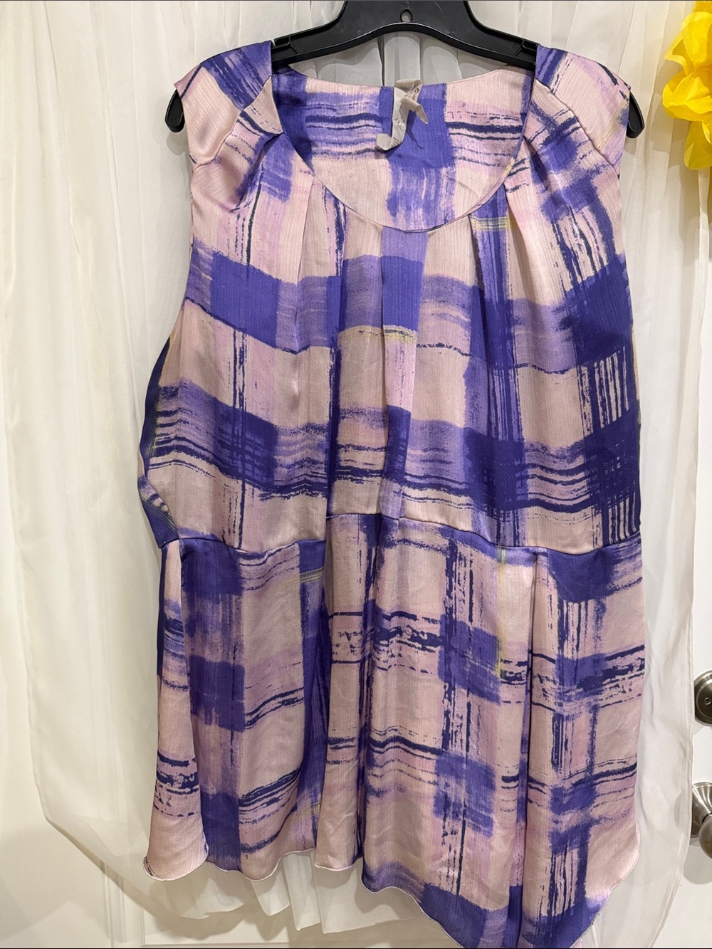 Melissa McCarthy Purple Plaid A-Line Blouse